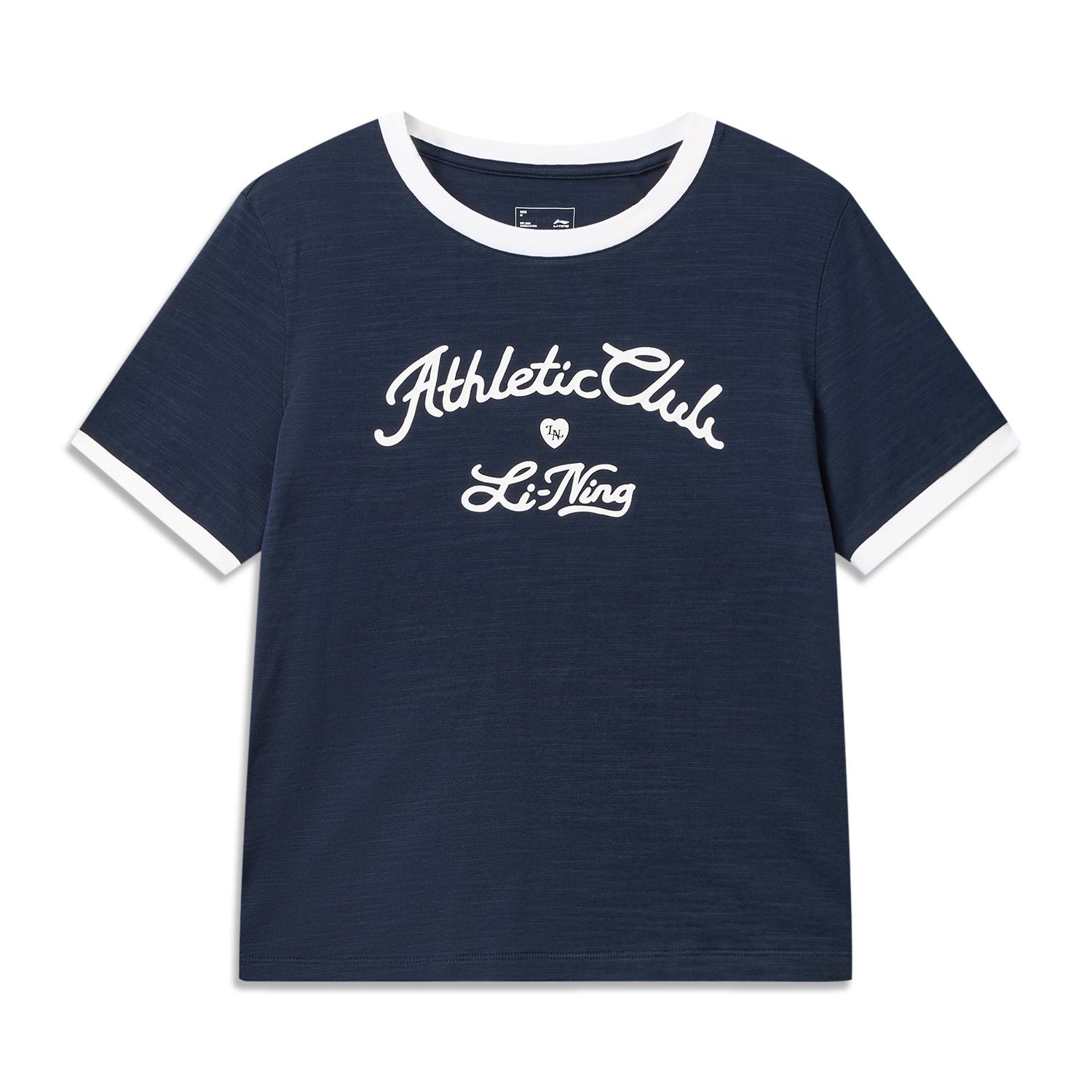 Li-Ning Simple Casual Soft Round Neck Letter Short Sleeve T-Shirt Women T-Shirts AHSW474-6 S