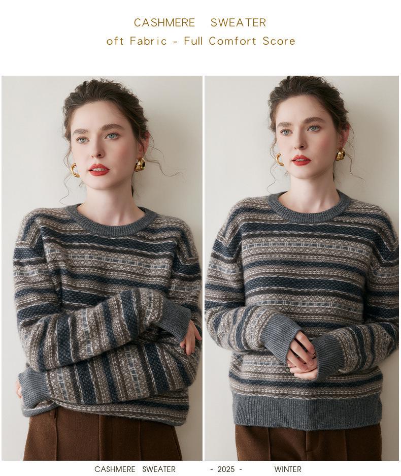 Women's Elegant Round Neck Cashmere-Style Sweater: Thinning, Thick Base Layer for Autumn/Winter 2025