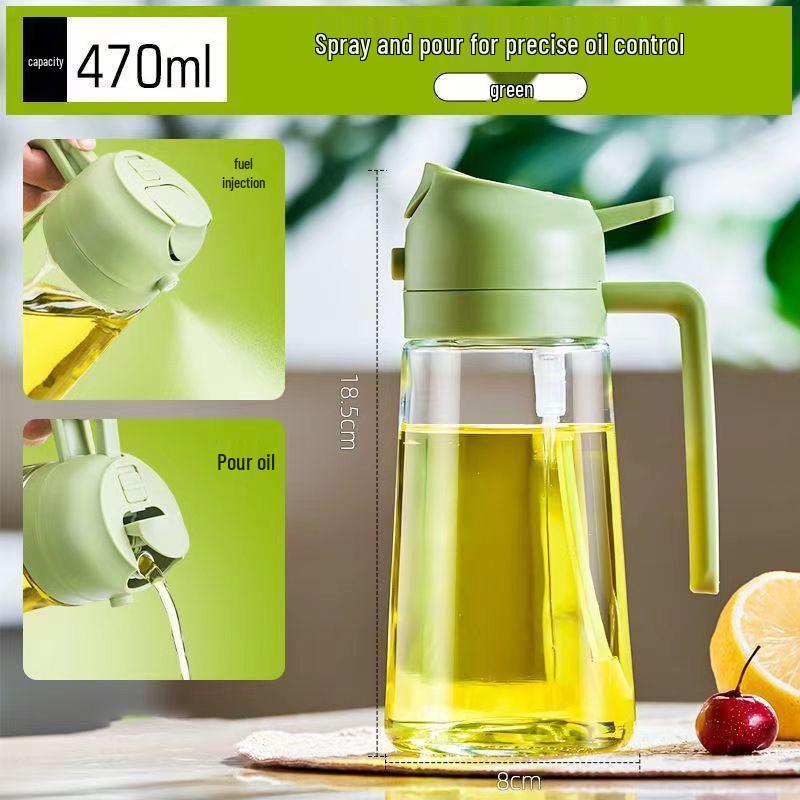 Dual-Use Glass Oil Bottle: Spray & Pour Soy Sauce, Vinegar, Seasoning Container - Large Capacity Kitchen Essential