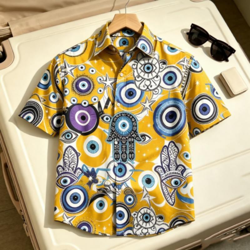Dreamy Art Pattern Printing Shirt Hawaiian Beach Vacation Clothing Men's Street Style Shirt Daily Men's and Women's Shirt