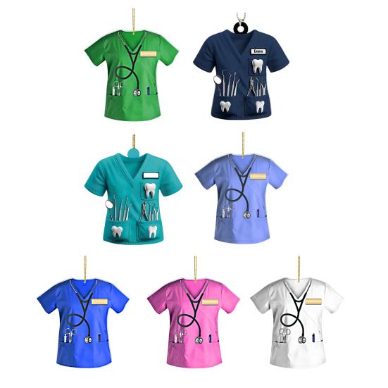 Yousheng Nurse Uniform Shape Decoration Flat Acrylic Hanging Ornament Keyring Pendant Gift for Nurses Doctors Car Bag Decoration