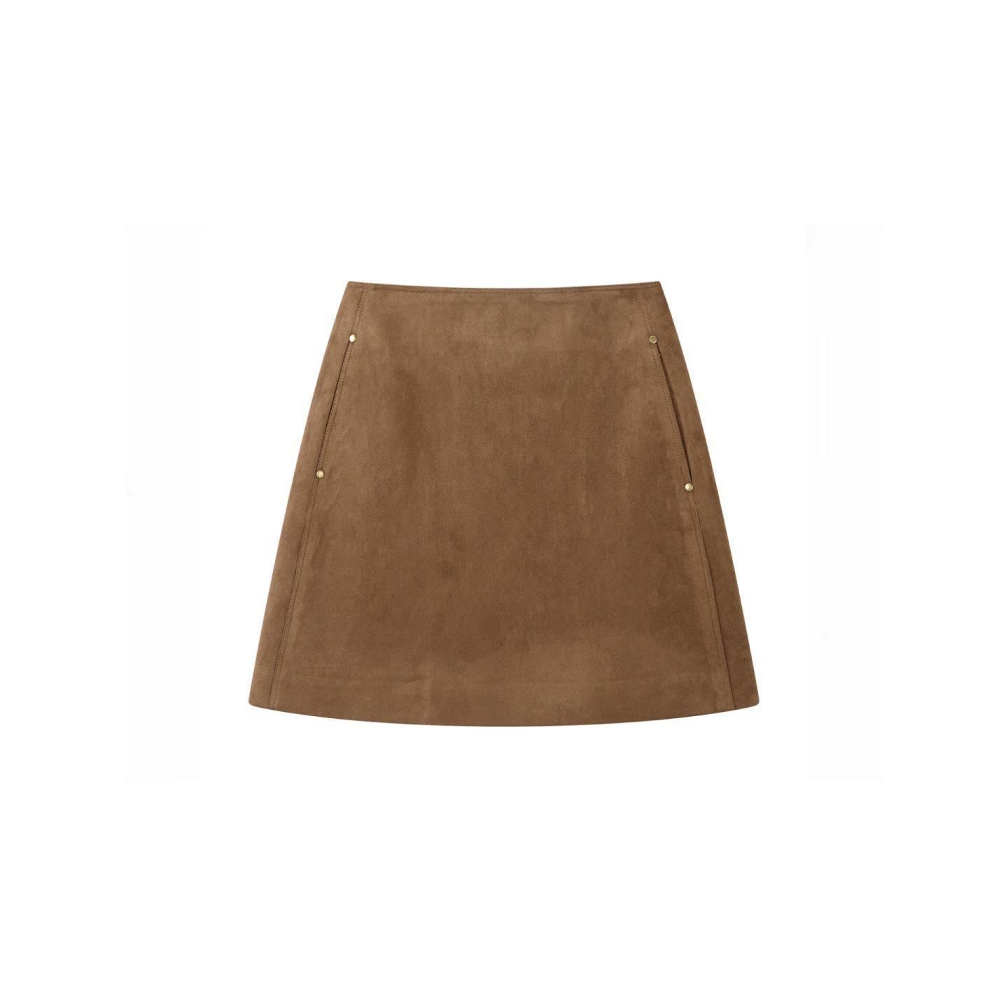 Plus-Size Women s Brown Leather Bodycon A-Line Skirt for Spring/Autumn L