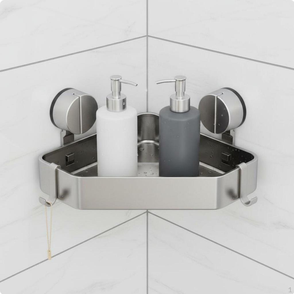 Suction Cup Corner Shelf Waterproof EasyMount Shower Organizer Rustproof Wall Mounted Washroom