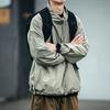 Men Jacket Solid Color Half Turtleneck Streetwear Autumn Washed Elastic Cuff Windbreaker for Daily Wear