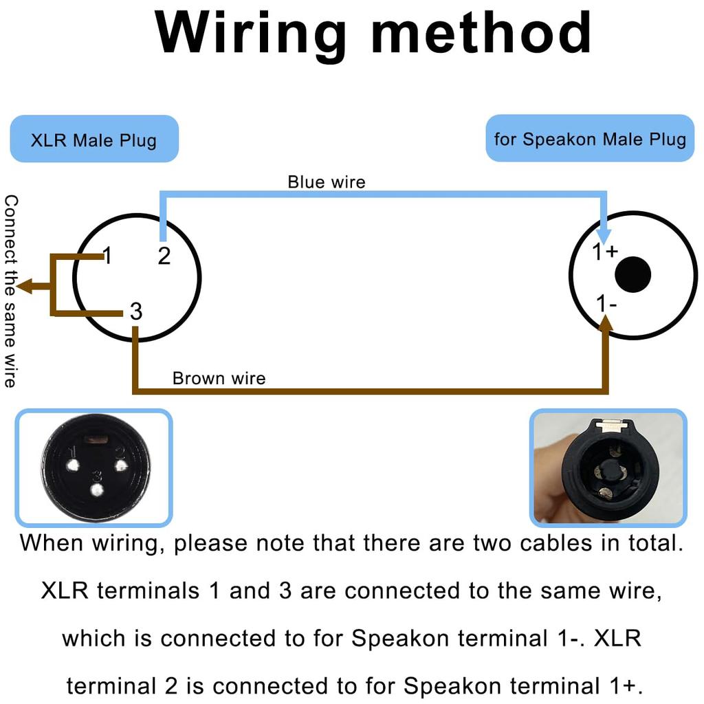 HAAMNING7 Speakon to XLR Cable, Speakon Male to XLR Male 3-Pin Cable, 22AWG Audio Speaker Adapter Extension Cord with Twist Lock, for Amplifiers,
