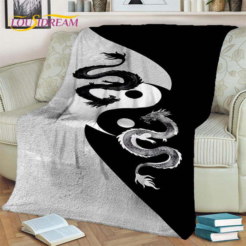 Chinese Bagua Yin Yang 3D Tai Chi Deken, Zachte Worpdeken voor Thuis Slaapkamer Bed Sofa Picknick Reizen Kantoor Dekbed Kinderen