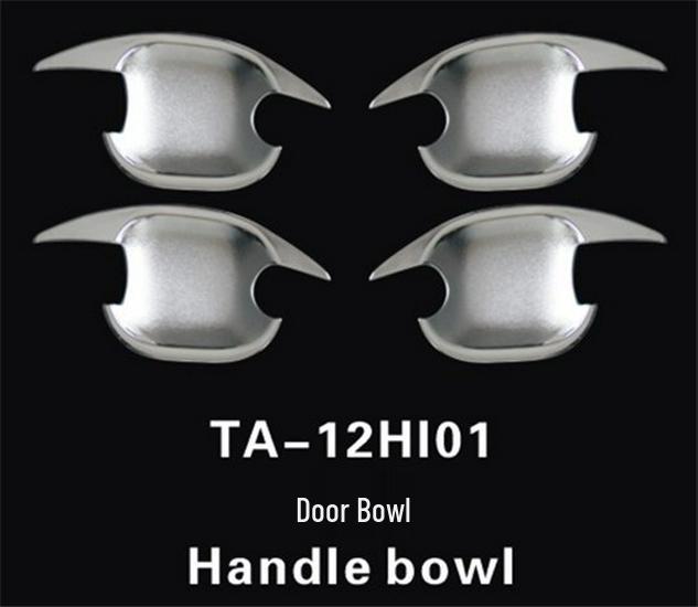 Fits 09-14 Toyota Highlander: ABS Electroplated Door Handle and Outer Door Bowl.
