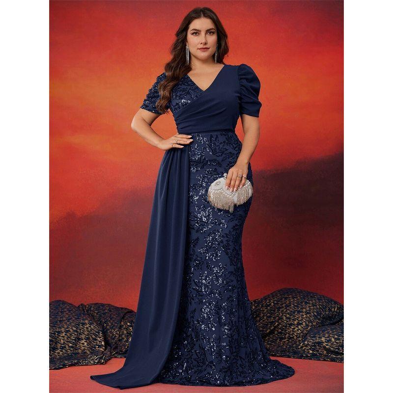 Plus-Size Formal Dress, Long Gown, Post-Party Evening Wear, Cocktail Dress for Plus-Size Women, Big Party Dress