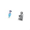 Asian Kabuki Geisha Doll Figurine with Japanese Kimono And Guan Yin Buddha Sculpture Feng Shui
