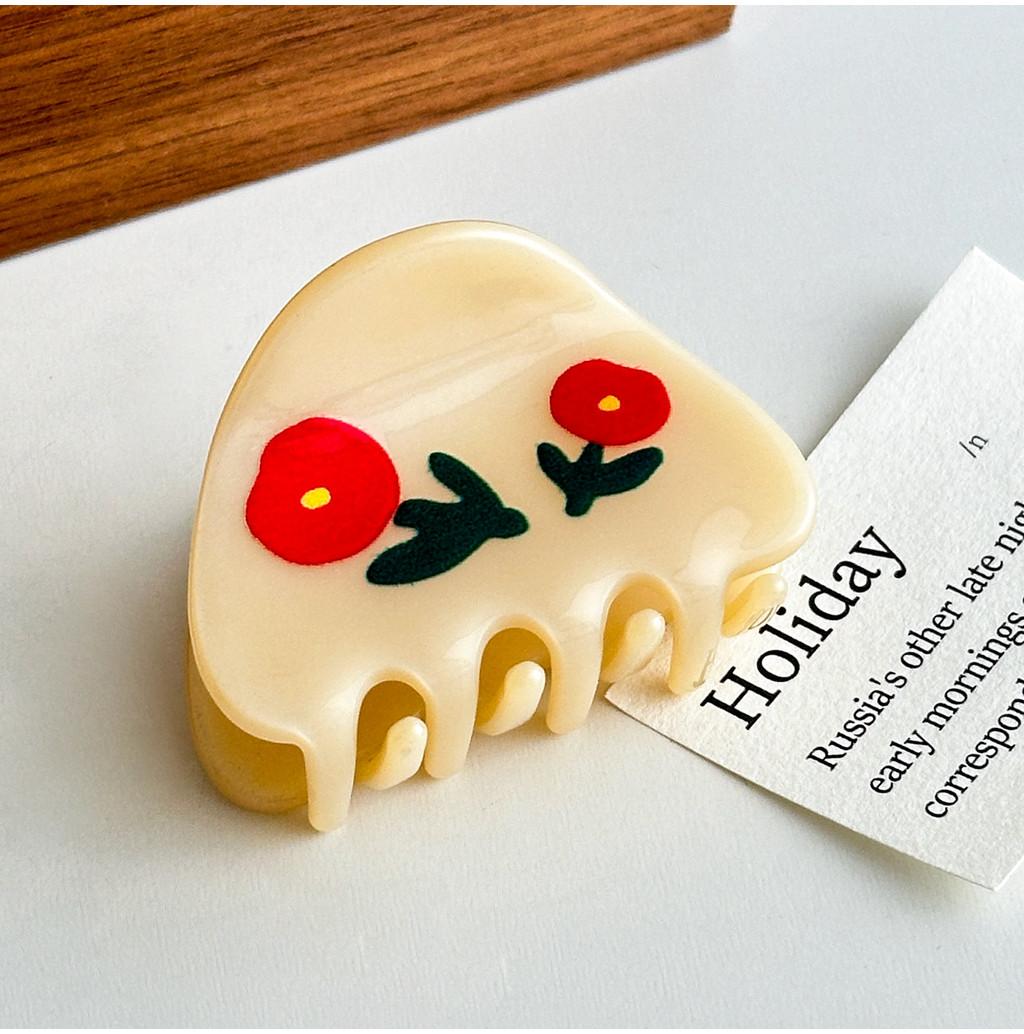 

Милая ацетатная заколка-крабик с цветочным узором для женских хвостиков и причесок, в свежих цветах Flower5.1cm