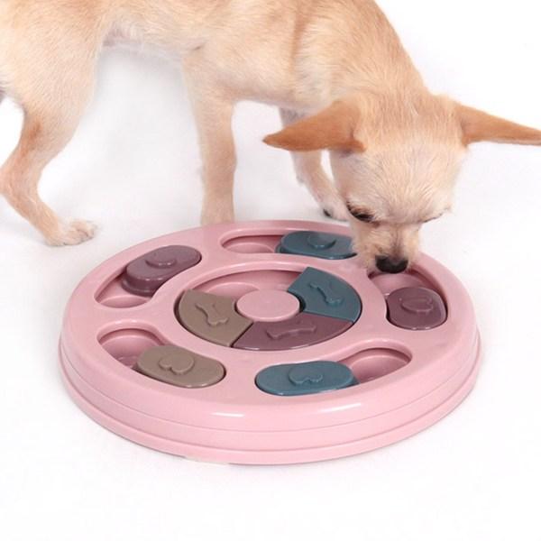 Dingdong Pet Pet Intelligence Development Puzzle Snack Toy IQ Toy Round Diameter 23cm x Height 2.5cm, Pink, 1 piece