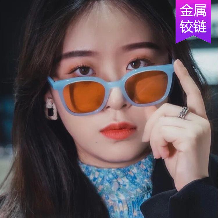 Rice nail sunglasses brown cat eye sunglasses new female Internet celebrity sunglasses trendy street shot