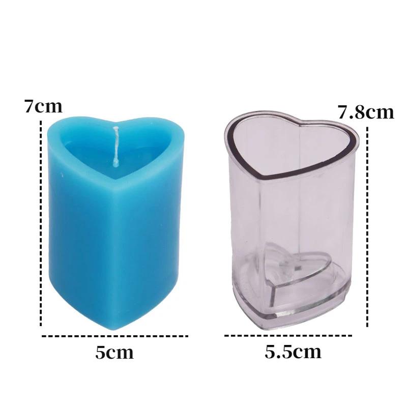 3D Heart-shaped Cylinder Candle Mold DIY Love Candle Making Tool PC Acrylic Plastic Mold Kit Home Decor Gift for Valentine's Day