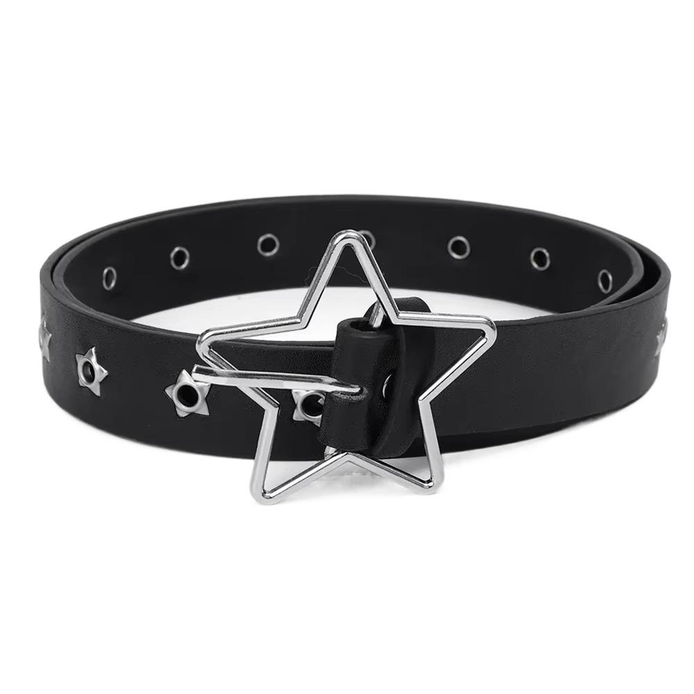 Adjustable Star Waistband PU Leather Women Waist Belt Casual Rivet Belt  Pants Decor