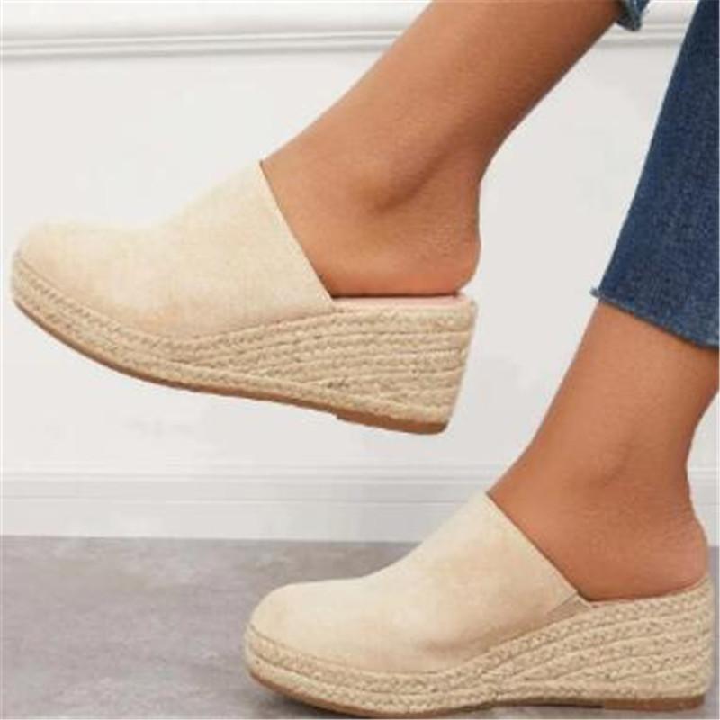 Women Wedge Slippers Premium Slippers Vintage Anti-slip Casual Female Platform Retro Wedges Shoes Plus Size 34-43 Sandals