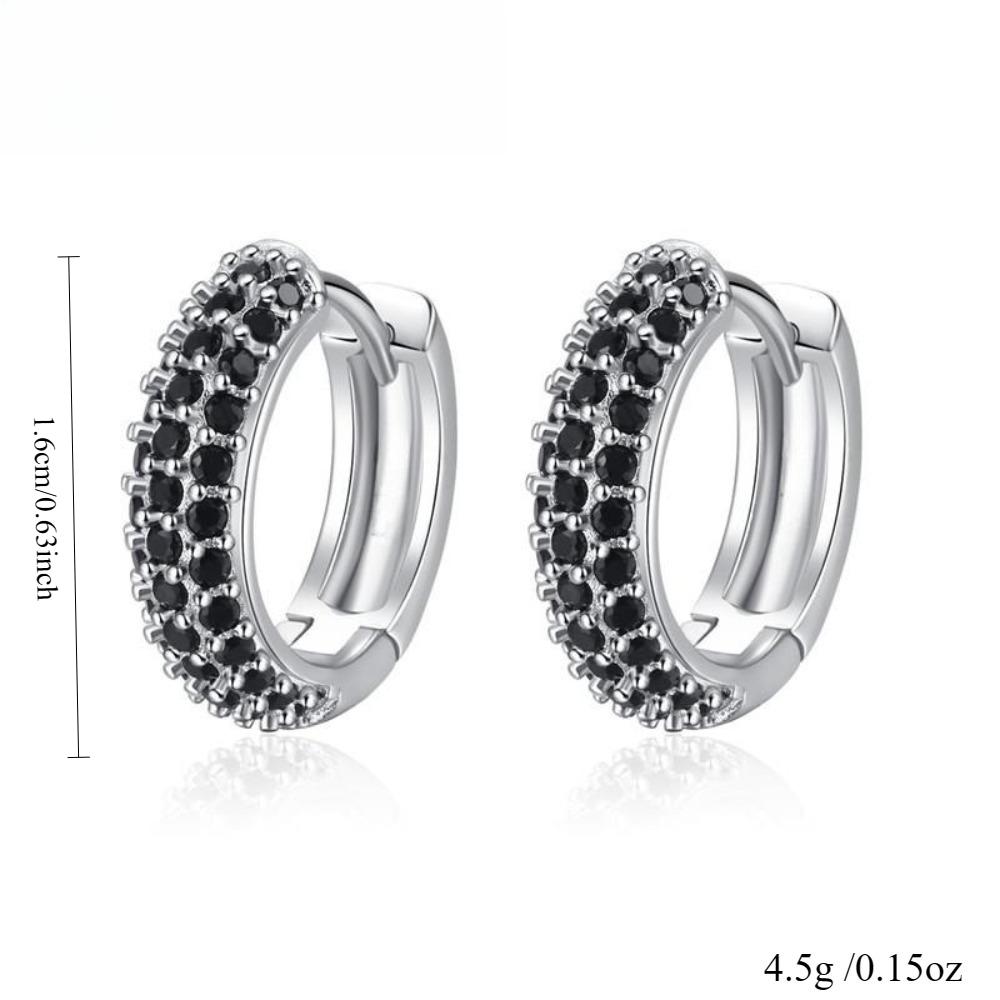 Black Awn Classic Black Stone Jewelry Hoop Earrings for Women