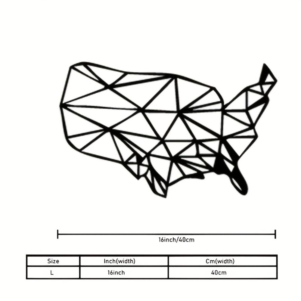 1 Stück Retro USA-Karte Metall Wandkunst Schwarze Geometrische Umrisse, Langlebiges Innen-Außen-Schild für Zuhause Büro Wohnzimmer, Patriotisches Einweihungsgeschenk