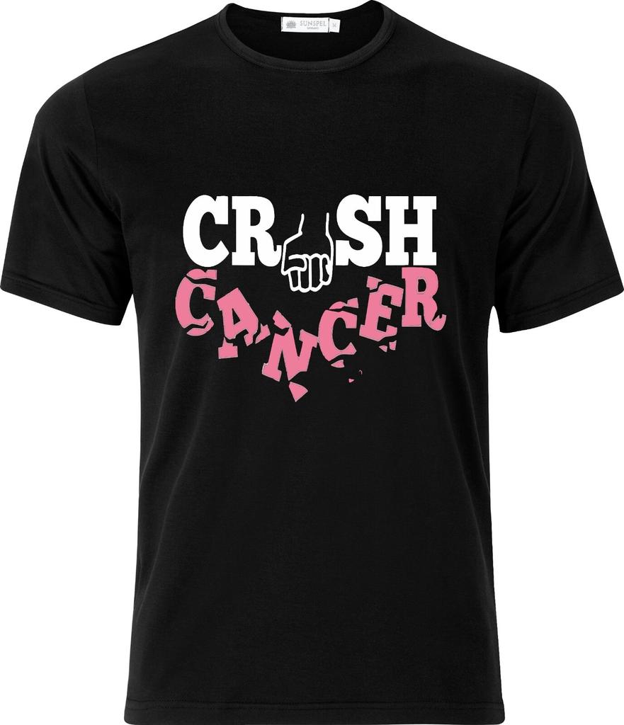 Crush Cancer Full Colour D.T.F Black Cotton T Shirt Mens Womens Tees Top