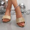 Ladies' Rhinestone Embellished Sandals - Open Summer Slippers, Casual and Formal Occasions, Fashionable Design Synthetic Leather Shoes