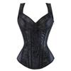 Vintage Jacquard Strap Side Zipper Bust Support Waist Cincher Corset Body Shaper For Women