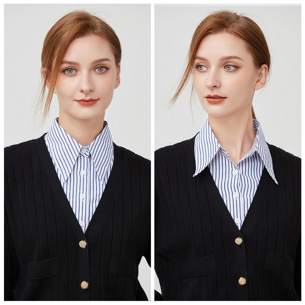 Stripes False Collar Detachable Lapel Half Shirt New Fake Collar  Women Girls