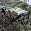Aluminum Alloy Firewood Rack Portable Folding Firewood Storage Bonfire Burning Rack Outdoor Camping Oxford Cloth Storage Bag