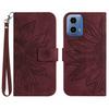 HT04 For Motorola Moto G35 5G Case Sunflower Imprint Leather Wallet Phone Cover with Wrist Strap