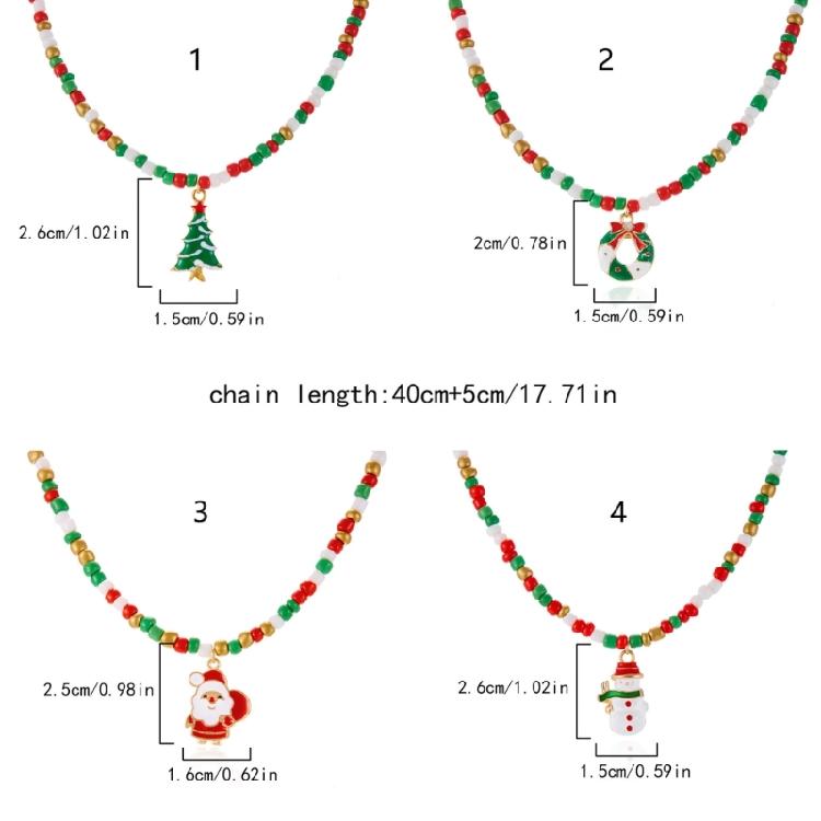 Christmas Themed Bead Necklace Featuring Santa Pendant Festive Color Jewelry For Holiday Gatherings And Outfit Styling