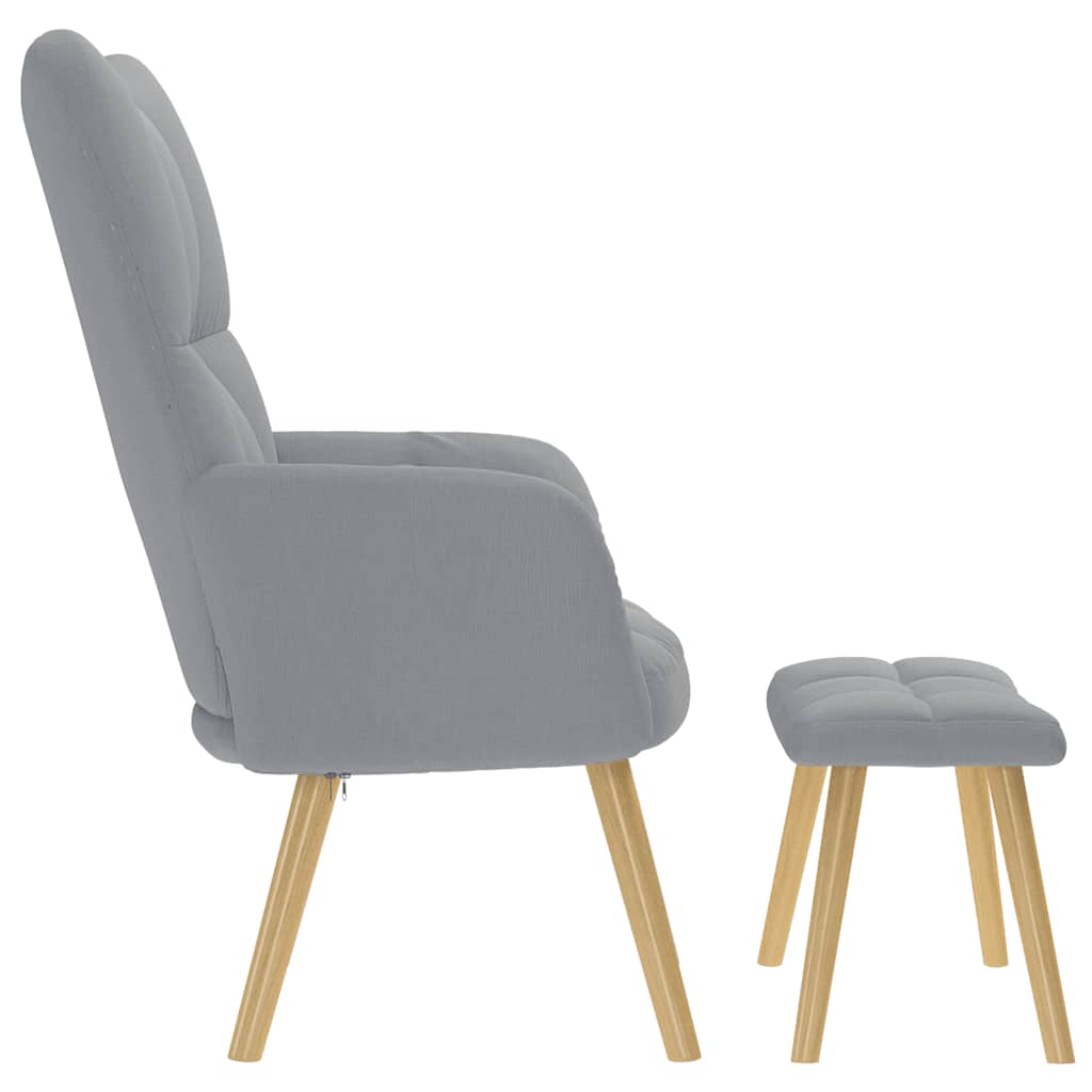 Relaxation Armchair with Footstool Light Grey Fabric