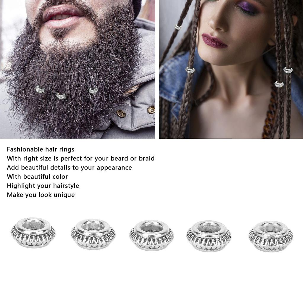 50pz Perline per Dreadlocks Capelli Anelli Decorativi in Lega di Zinco per Capelli e Barba Accessori Gioielli
