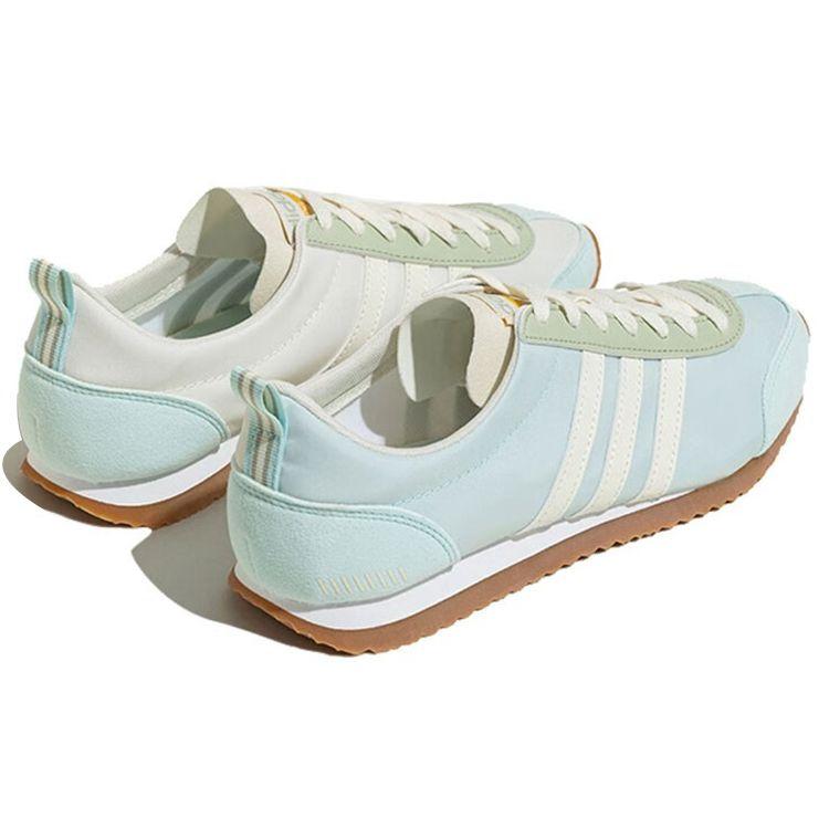 Adidas Neo Lace-Up Flat Comfortable Fabric Synthetic Leather Durable Low-Top Running Shoes Unisex Sneakers White Green HP9677