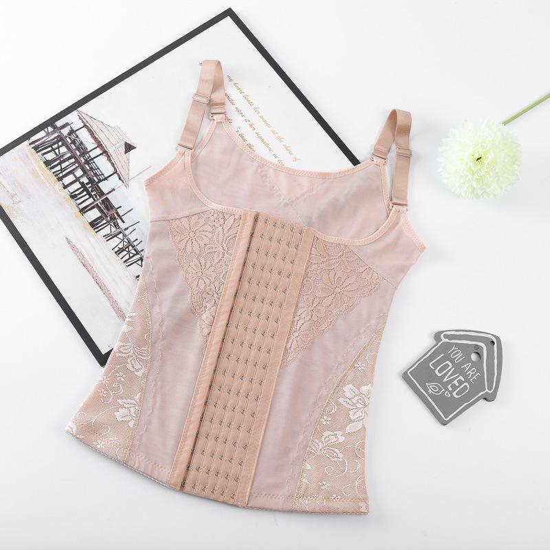 Lace Postpartum Support Garment: Women's Abdominal Shaping Corset with Breast Support, Thin Large Size, Six-Row Closure
