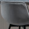 Set of 2 Tall Stools In Nordic Style with Backrest and Footrest, Stools with Backrest In Velvet Effect Fabric and Metal, 45x47x88 Cm, Grey