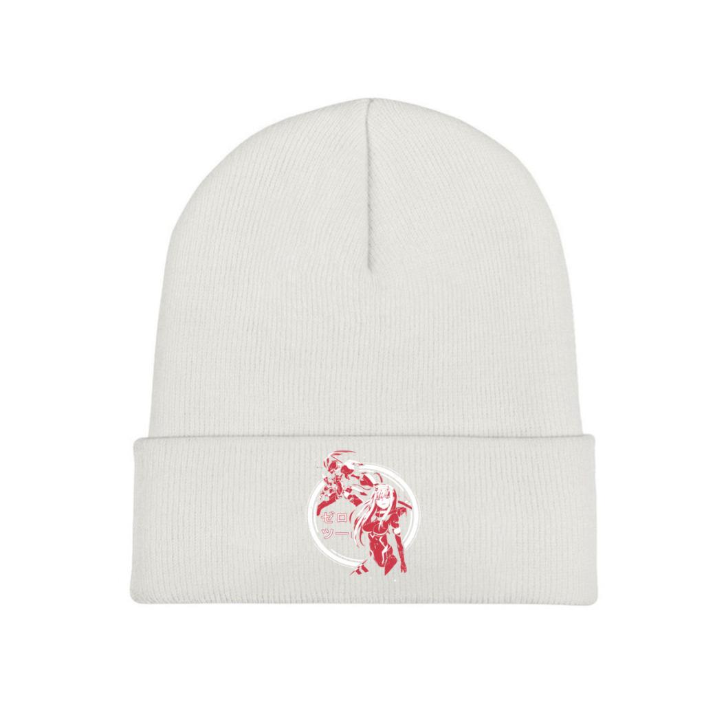 Zero Two Strelitzia Darling in The Franxx Strickmütze Beanies Herbst- und Wintermützen Warme Polyester-Hip-Hop-Caps für Unisex-Frauen Geschenk