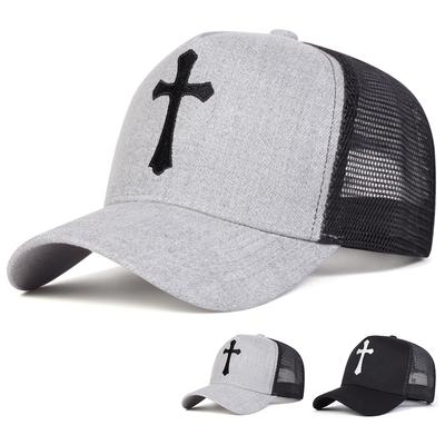 Casquettes en maille de baseball à broderie croisée unisexes Chapeaux décontractés réglables Chapeau de protection solaire d'extérieur Printemps et Été