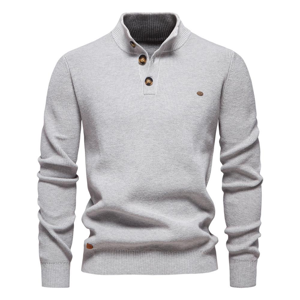 

European and American Style Men s Autumn Winter Solid Long Sleeve Stand Collar Top Casual All Match Zipper Sweater XXL