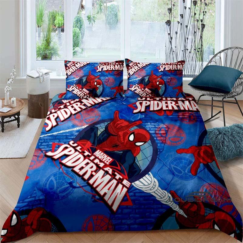 Spider-Man 3D printed duvet cover and pillowcase bedding set, available for single, double, king, and queen beds, suitable for