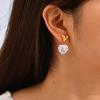 Chic Imitation Baroque Pearl Pendant Earrings,Stainless Steel Heart-shaped Stud Earrings,Dainty Earring for Women Jewelry Gift