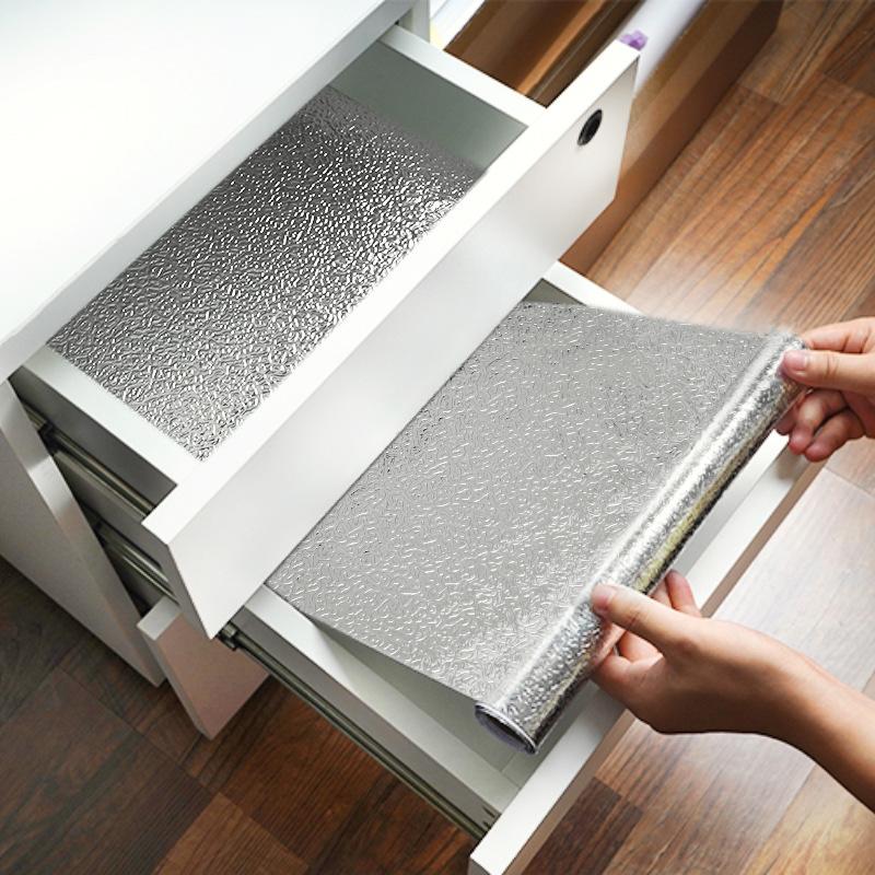 60Cm * 1M/3M/5M Kitchen Aluminum Foil Oil Resistant Sticker, Waterproof and Moisture-Proof Stove Protective Film, Wallpaper