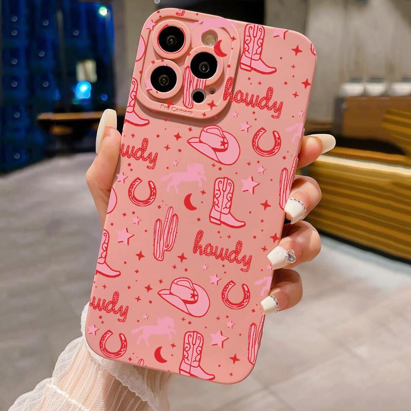 

Женская Ковбойская Шляпа и Сапог Розовый Ковбойский Узор Чехол для Телефона Для iPhone 17 16 15 14 11 Pro Max XS XR 7 8 Plus 16E 17Air Чехол iPhone SE (2022)