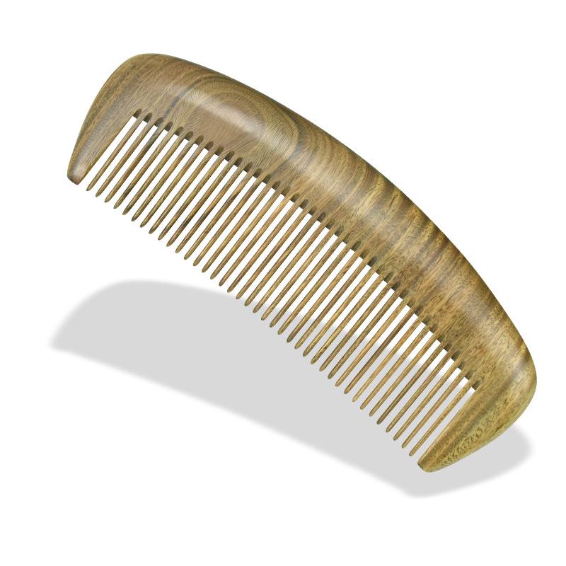 Unisex Green Sandalwood Comb with Coarse and Fine Teeth – Ideal for Daily Home Use