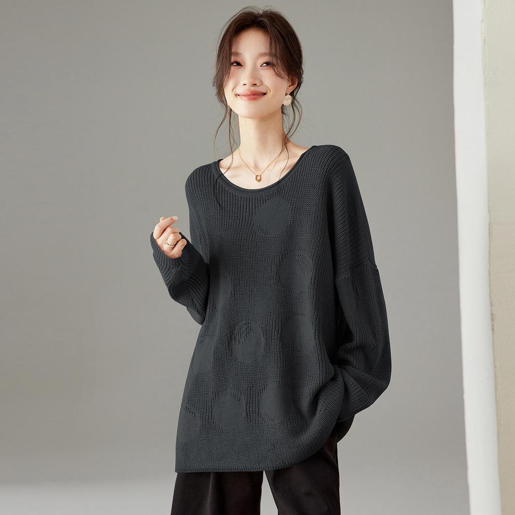 2025 Herbst/Winter Damen Übergröße Rundhals Lockerer Pullover: Stilvolle & Kuschelige Langarm-Strickwaren