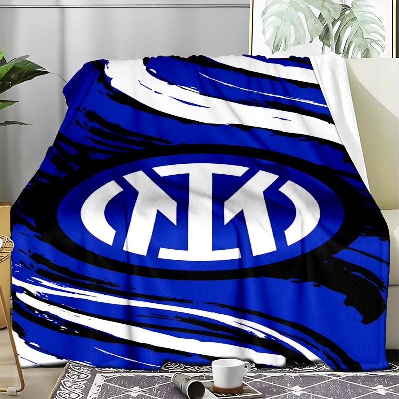 1 PZ F.C. Coperta morbida in flanella stampata Internazionale Milano per camera da letto da adulto, soggiorno, divano, campeggio, viaggi, regali per tifosi, regali di Natale