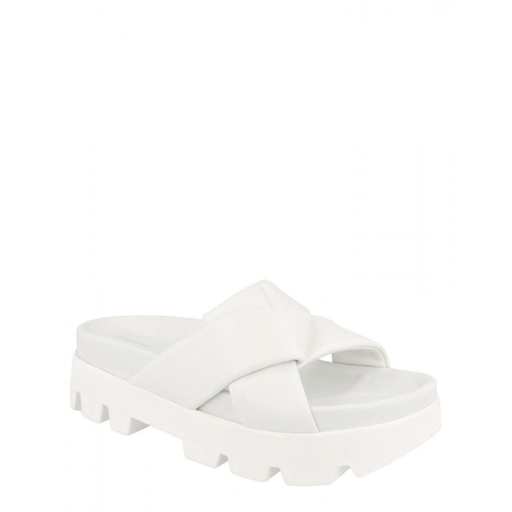 Salvatore Ferragamo Air Lug Leather Slides White
