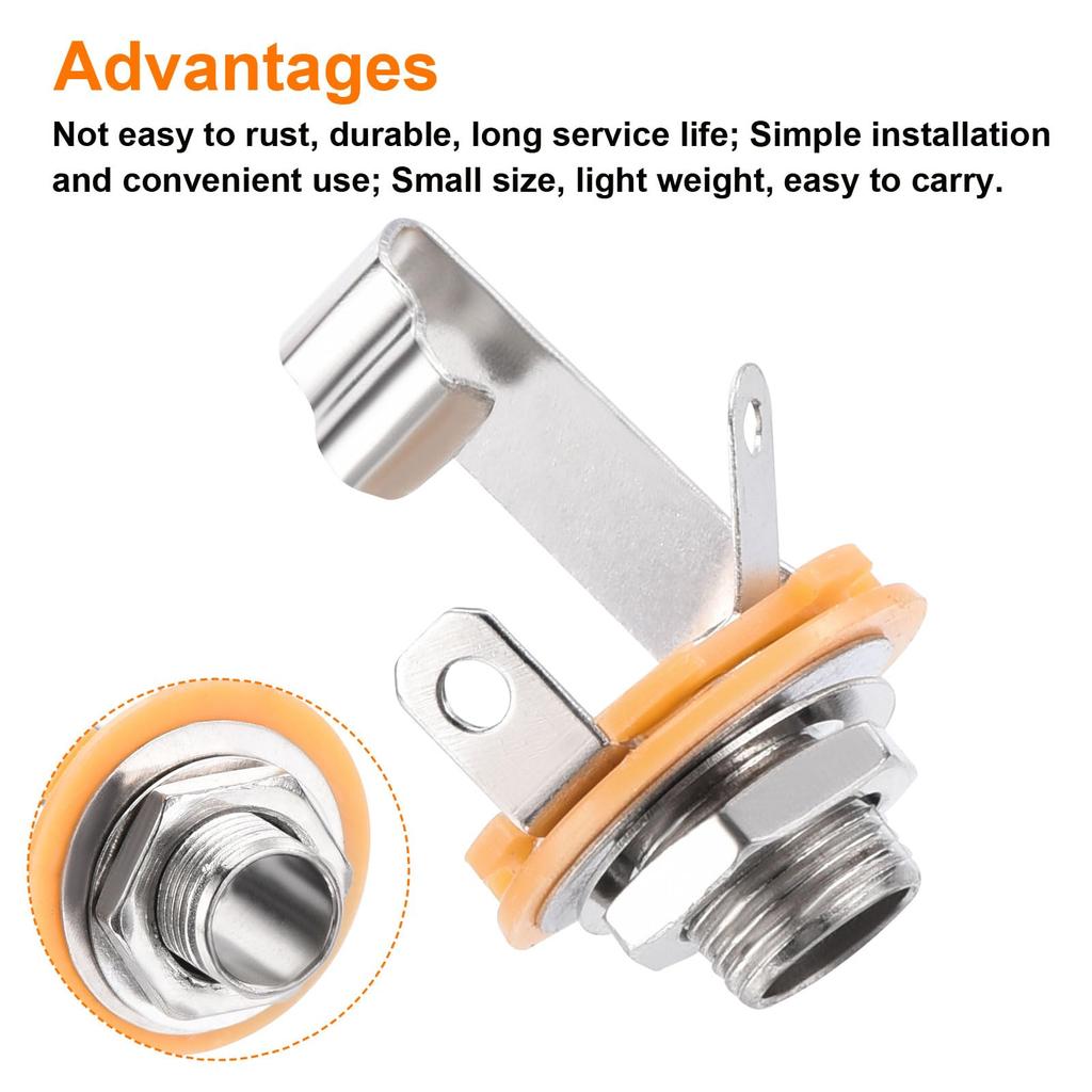 Uxcell Guitar Input Stereo Jack Mono Panel Mount for and Footswitches 8-Pack Jacks, 1/4" Sockets, Silver, Guitars, Basses, Speakers,