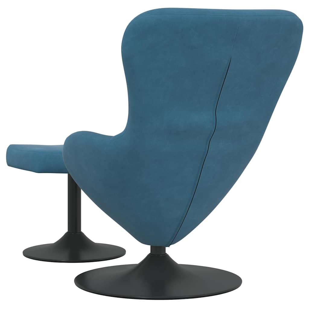 Egg Chair with Footstool Blue Velvet