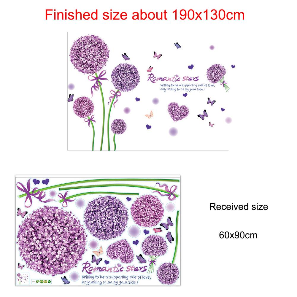 Romantic Pink Dandelion Butterfly Wall Stickers for Living Room Bedroom Home Decor Wall Art Decals