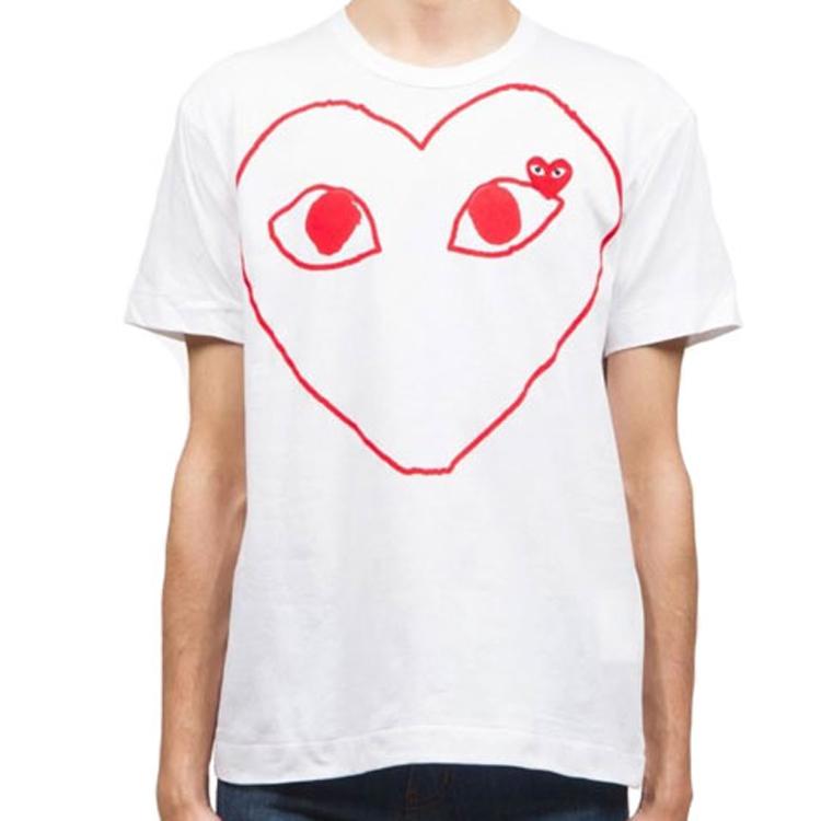Comme Des Garcons Play Red Emblem Outline T shirt AZ-T100-051-1