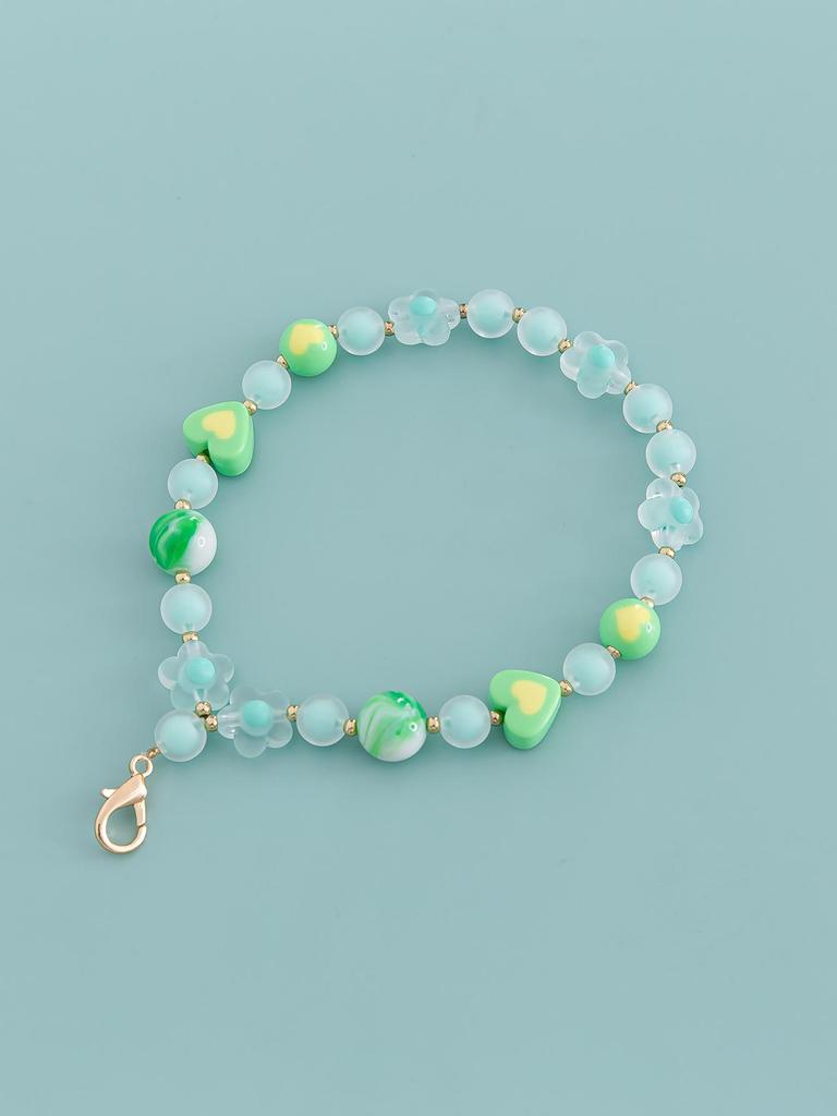 DIY 40cm Acrylic Bead-in-Bead Heart Bag Chain with Multi-color Options