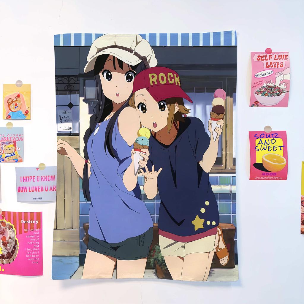 KOn Anime Tapestry Yui Mio Ritsu Mugi Manga Print Wall Hanging Ideal for Bedroom Dorm Room Decor Anime Music Fans